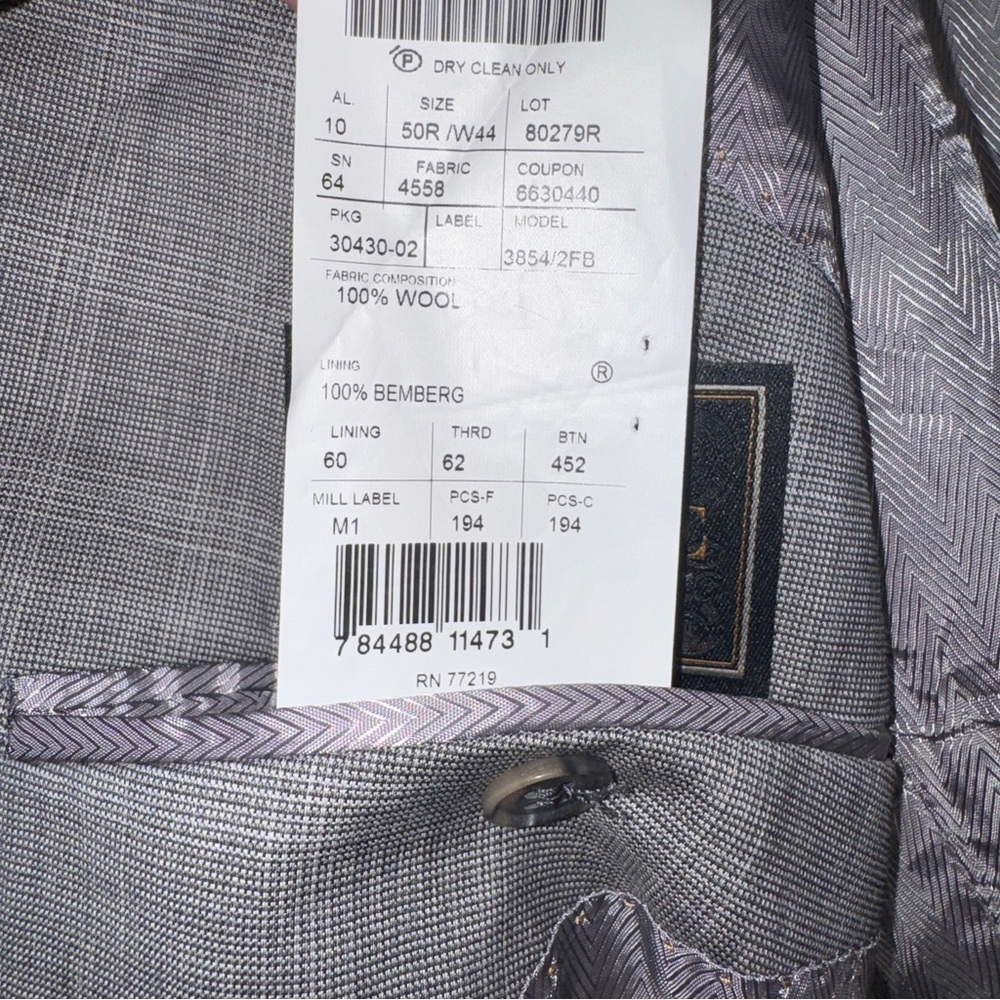 🧥 Jos. A. Bank Reserve 100% Wool Gray Plaid Blazer | Size 50R - Picture 5 of 5